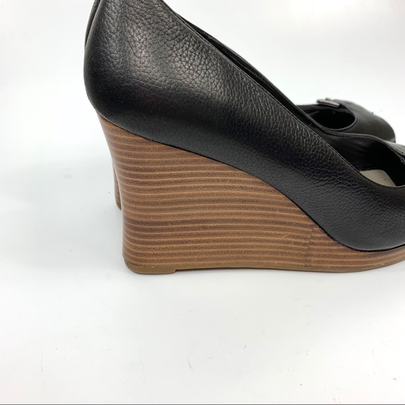 Loft Black Open Toe Wedge Shoes‎ Heels - Picture 4 of 7